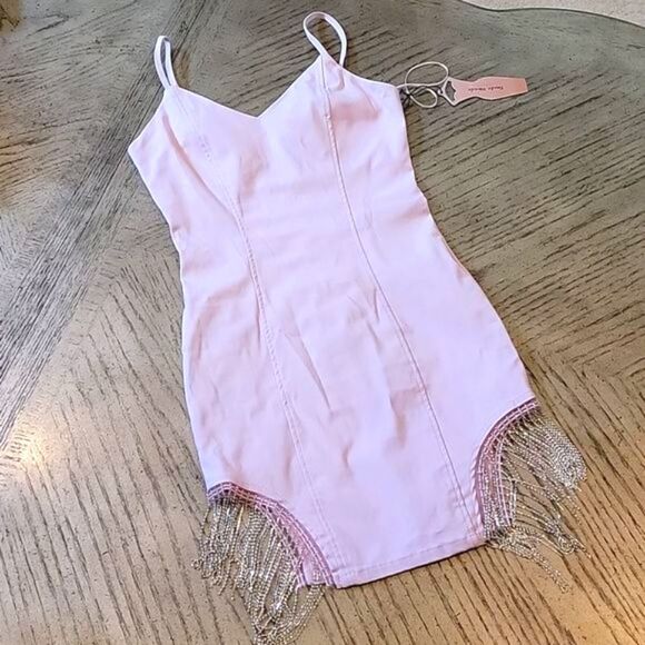 Blush pink blingy mini dress size S NWT 💖 - Picture 1 of 10